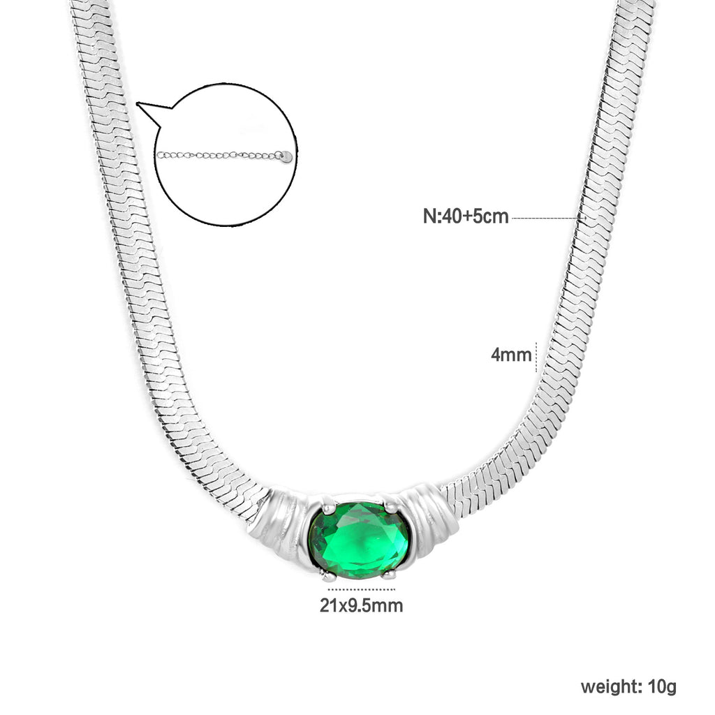 Damen elegante Halskette mit funkelndem grünen Zirkonstein und hochwertigem Goldverschluss Shop Nory