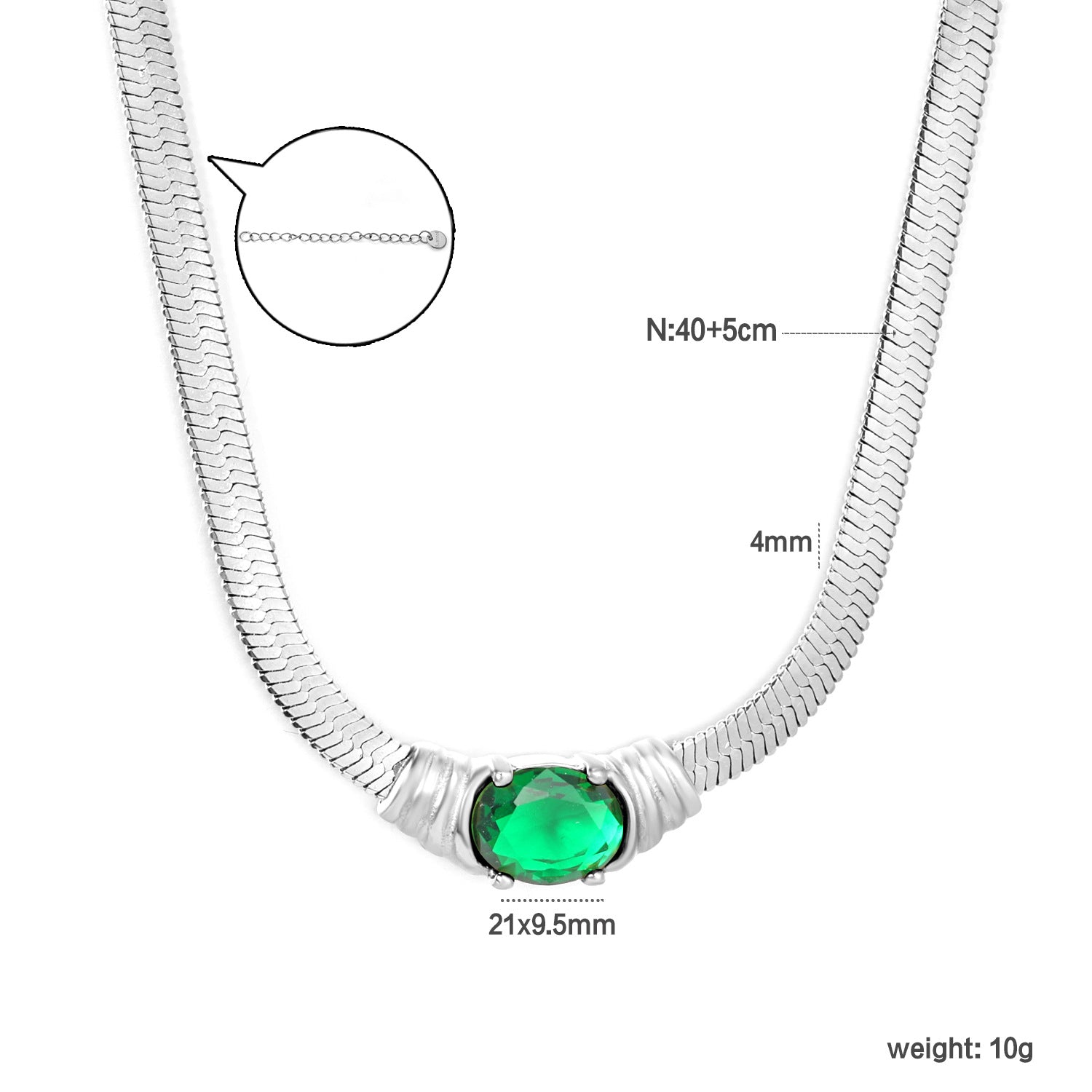 Damen elegante Halskette mit funkelndem grünen Zirkonstein und hochwertigem Goldverschluss Shop Nory