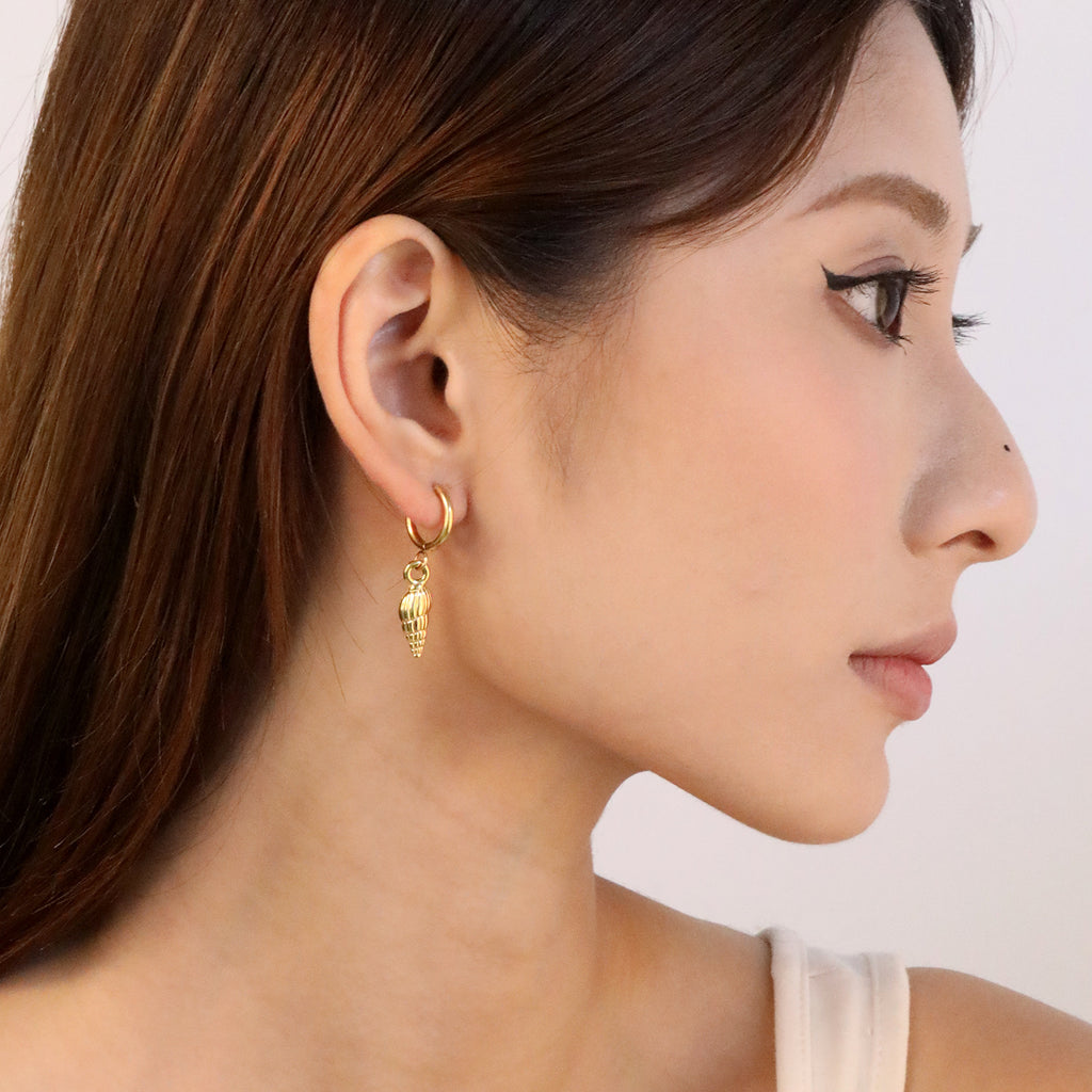 Damen Hängende Ohrstecker mit Muschel-Design und eleganter Goldbeschichtung Shop Nory