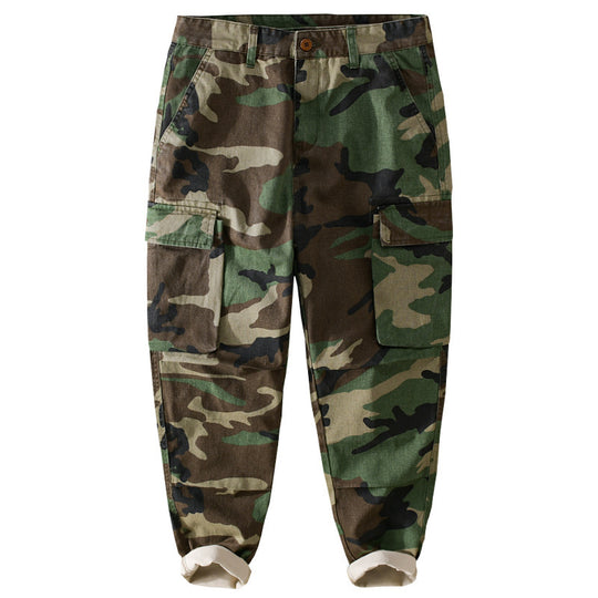 Herren Slim-Tapered Cargohose im Military-Stil mit Gummibündchen und Klappentaschen Shop Nory