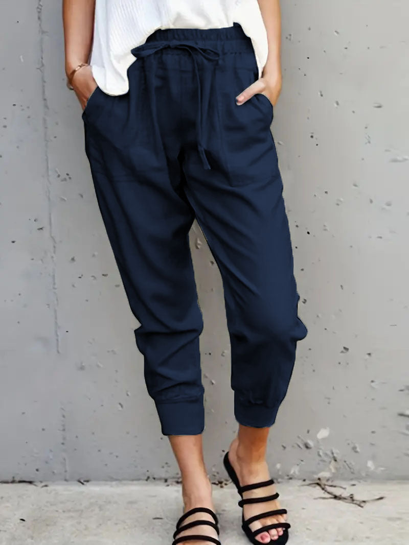 Damen Jogginghose mit elastischem Bund, Tunnelzug und Beinbündchen Shop Nory