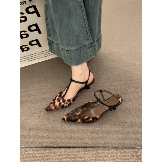 Damen spitze Slingback Ballerinas aus weichem Veloursleder