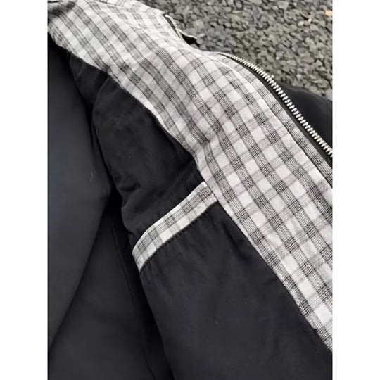 Herren urbane Bomberjacke mit karierter Innenfütterung und Reißverschlusstaschen Shop Nory