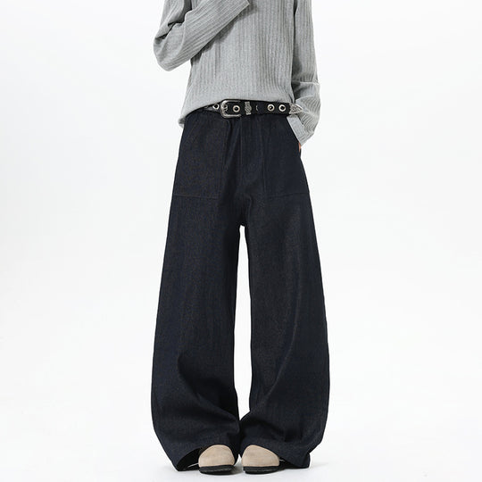 Damen Weite High Waist Denimhose mit extra weitem Bein und aufgesetzten Vordertaschen Shop Nory
