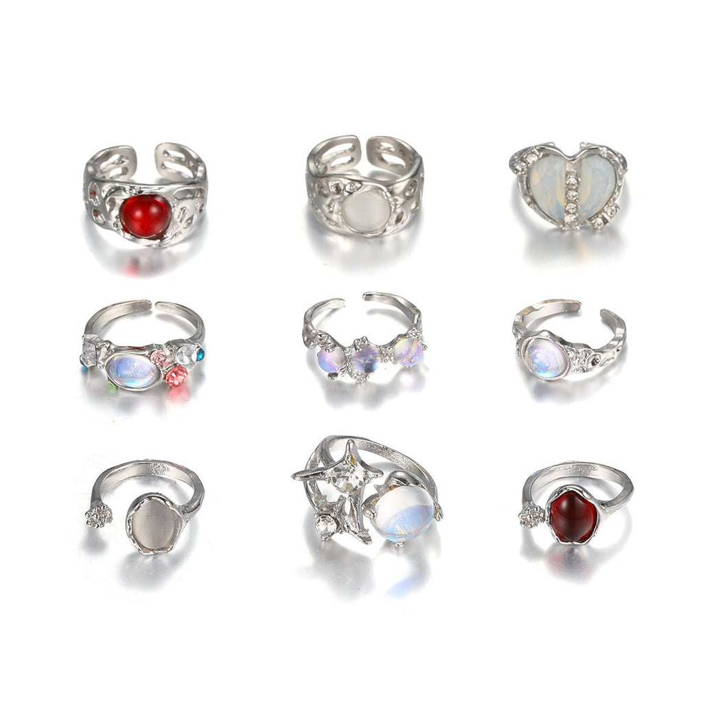 Damen Ring-Set mit kreativen Designs und schillernden Edelsteinen Shop Nory