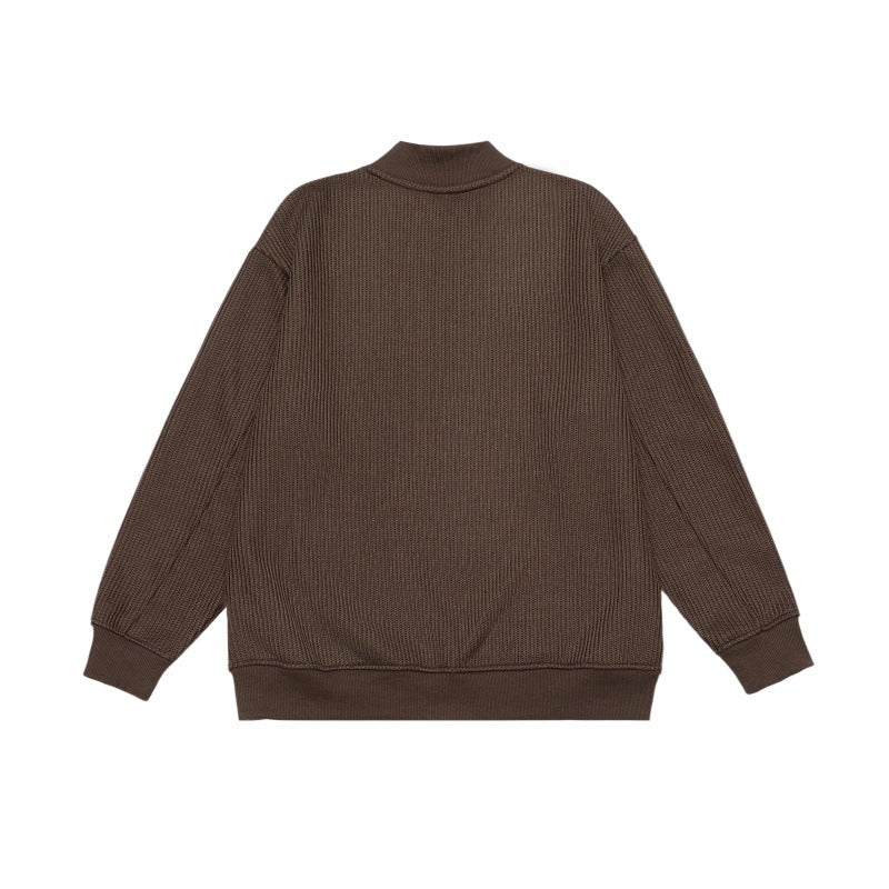 Unisex Feinstrukturiertes Mockneck-Sweatshirt mit Halbzip und eingearbeiteter Hemdblende Shop Nory