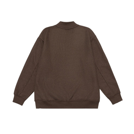 Unisex Feinstrukturiertes Mockneck-Sweatshirt mit Halbzip und eingearbeiteter Hemdblende Shop Nory
