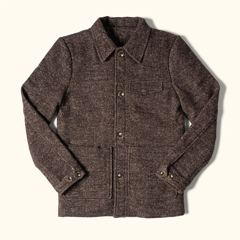 Herren Woll-Tweed Feldjacke mit Stehkragen und aufgesetzten Taschen Shop Nory