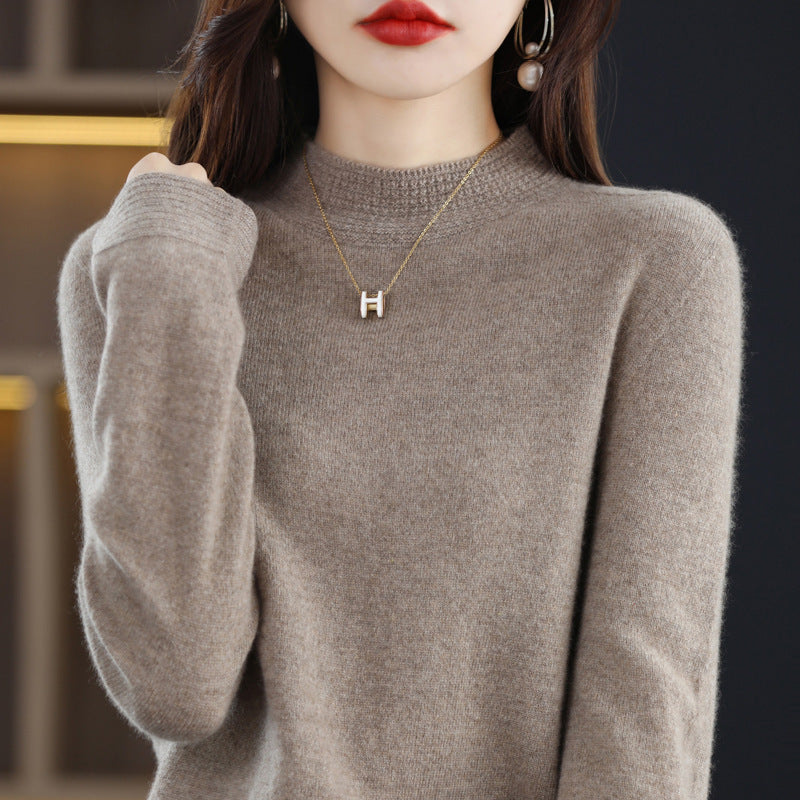 Damen Leichter Feinstrick-Mockneckpullover mit strukturierter Kragenblende Shop Nory
