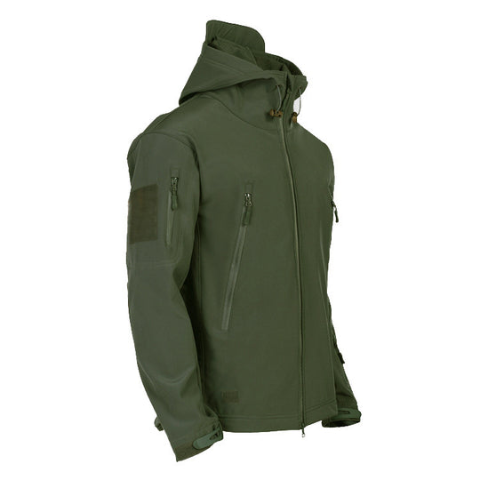 Herren Taktische Softshelljacke mit Kapuze, Tarnmuster und Mehrfach-Reißverschlusstaschen Shop Nory