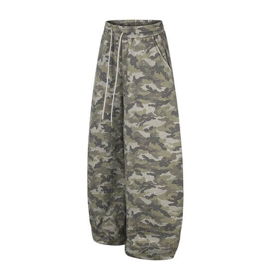 Damen Weite Camouflage-Sweathose mit Ballonbeinen und Tunnelzug Shop Nory