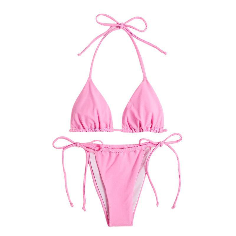 Damen Triangel-Bikini mit verstellbaren Schnürdetails und elastischem Bund Shopnory