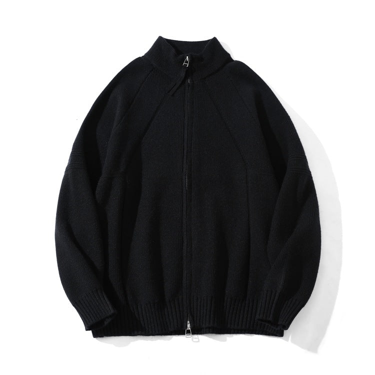 Unisex Grobgestrickte Zip-Strickjacke mit Stehkragen und Zweiwege-Reißverschluss Shop Nory