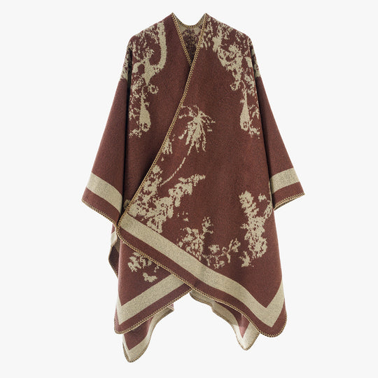 Damen Eleganter Cape‑Poncho im Kimono‑Schnitt mit Jacquard‑Strick Shop Nory