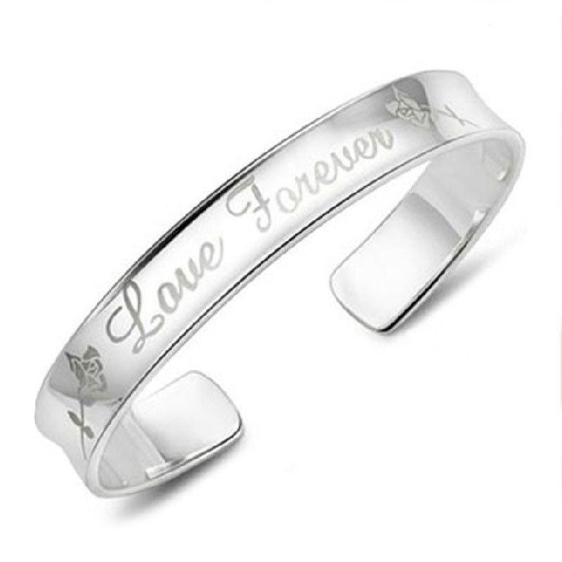 Damen Offener Armreif mit gravierten Liebesbotschaften Shop Nory