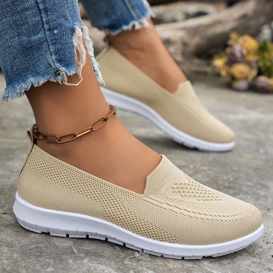 Damen Atmungsaktive Slip-On Freizeitschuhe mit komfortablem Absatz