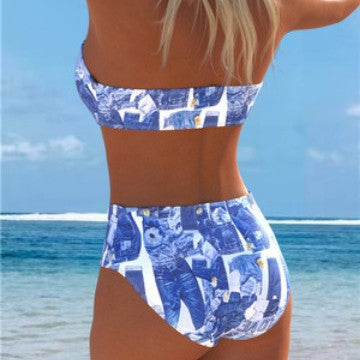 Damen Bikini-Set mit elegantem Bandeau-Oberteil und hochgeschnittenen Shorts Shopnory
