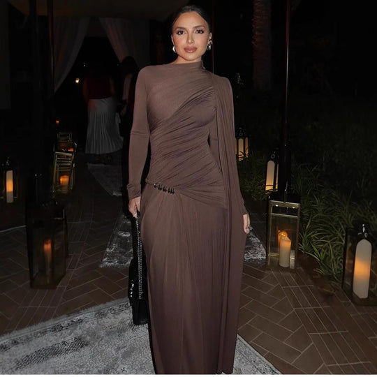 Damen Figurbetontes Abendkleid mit asymmetrischer Drapierung, gerafftem Oberteil und langer Drapé‑Schleife Shop Nory