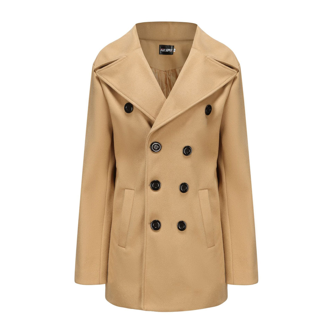Herren Doppelreihiger Wollmantel mit hohem Stehkragen und taillierter Silhouette Shop Nory