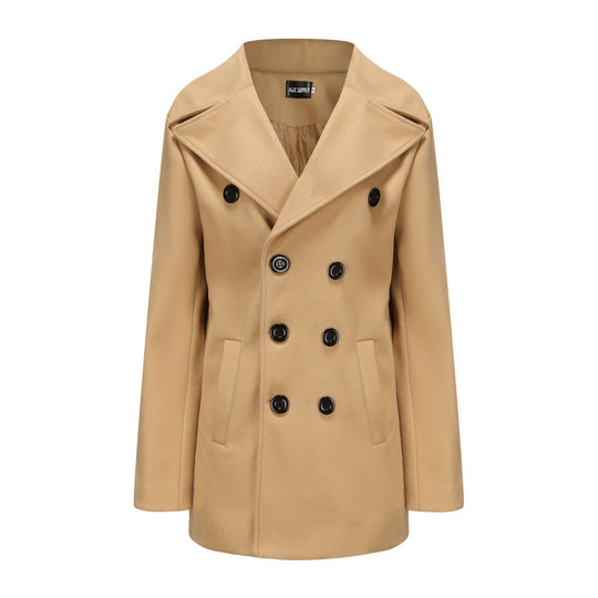 Herren Doppelreihiger Wollmantel mit hohem Stehkragen und taillierter Silhouette Shop Nory