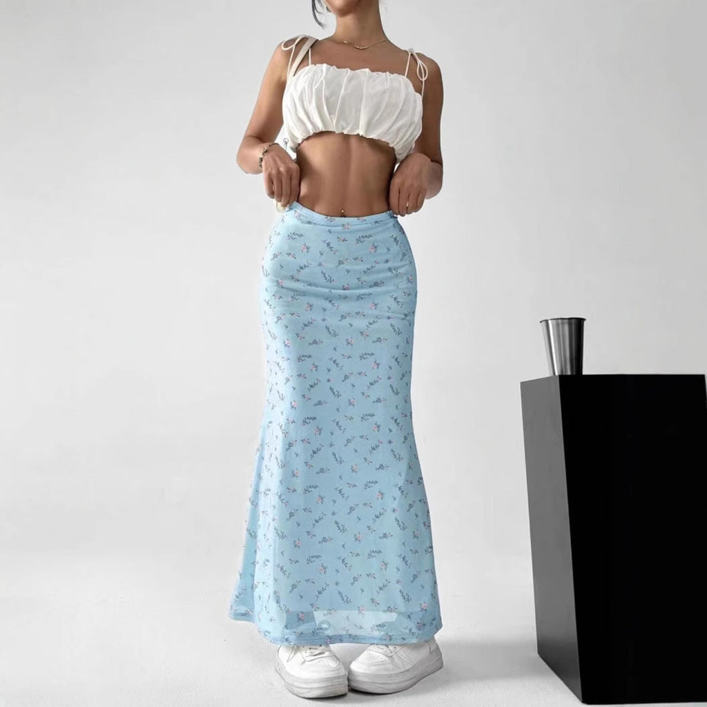 Damen Maxirock mit floralem Muster und luftiger Passform