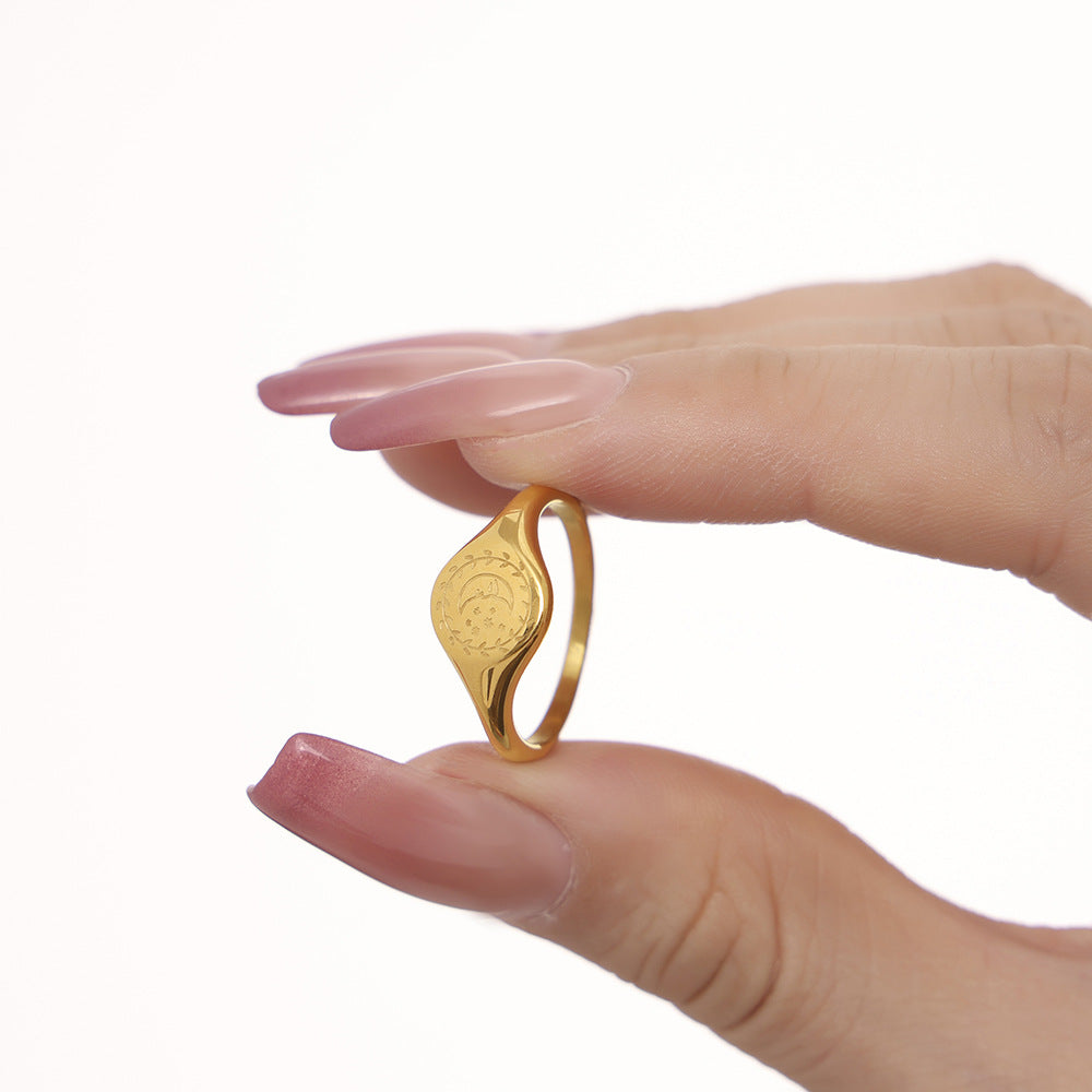 Damen massiver Ring mit elegantem, graviertem Design Shop Nory