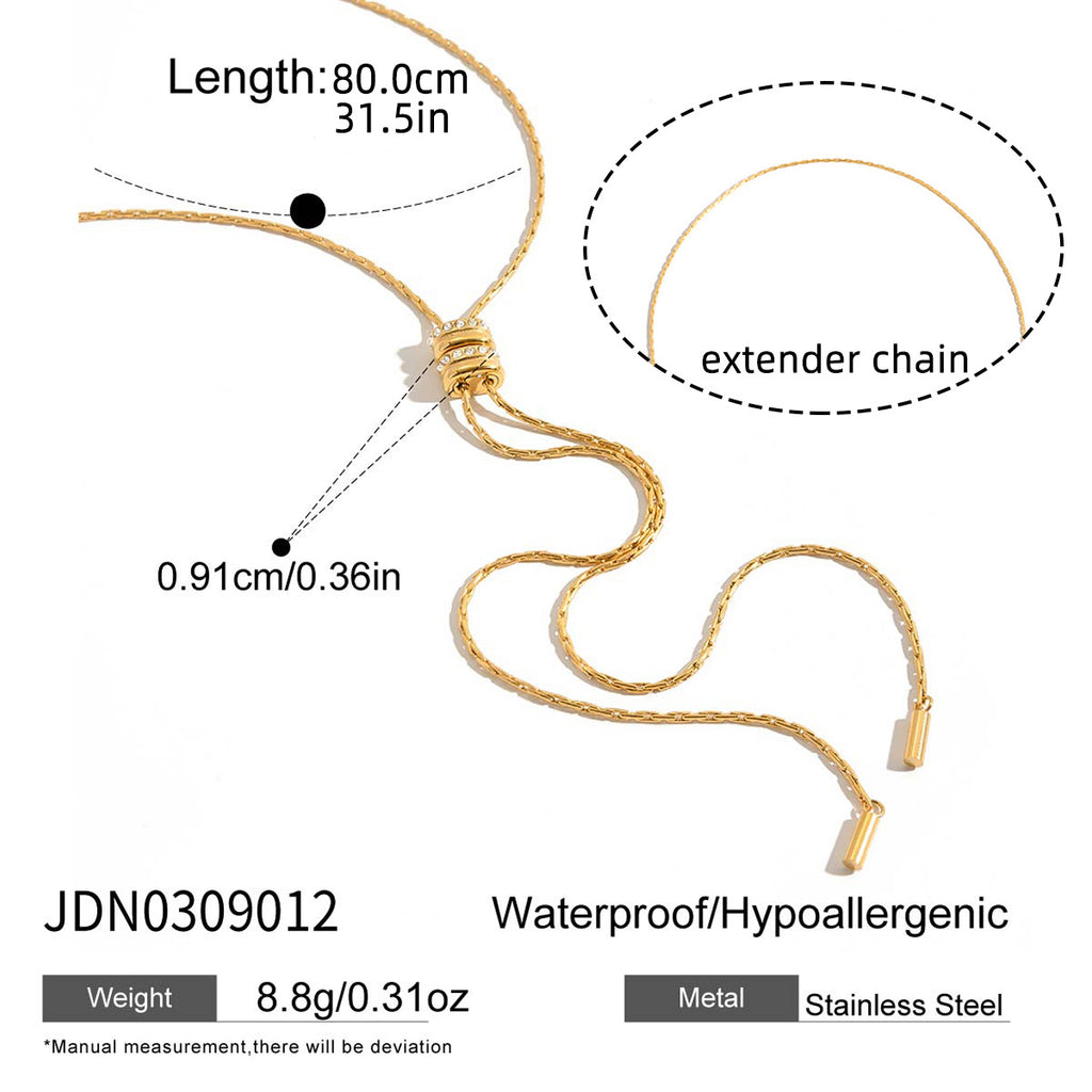Damen Langes Kettenhalsband mit verstellbarem Anhänger aus hypoallergenem Edelstahl Shop Nory