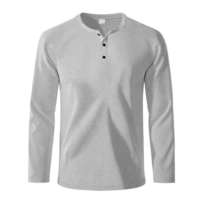 Herren Langarm-Henley-Shirt aus atmungsaktivem Strukturstoff