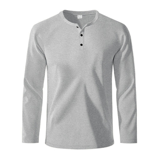 Herren Langarm-Henley-Shirt aus atmungsaktivem Strukturstoff