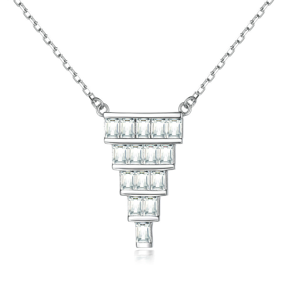 Damen elegante Halskette mit geometrischem Anhänger aus Zirkonia Shop Nory