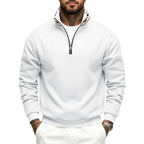 Herren Sweatshirt mit Halbreißverschluss und gestreiftem Stehkragen Shop Nory