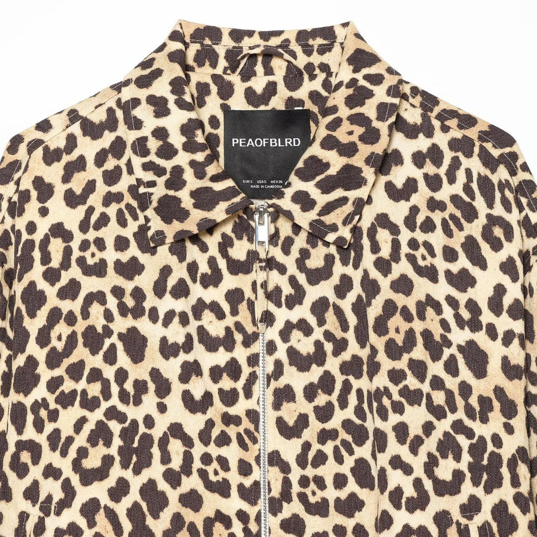 Damen Cropped Bomberjacke im Oversize‑Schnitt mit durchgehendem Reißverschluss und Leopardenmuster Shop Nory