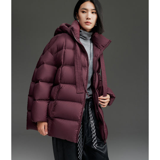 Damen Boxy-Steppjacke mit übergroßem Thermokragen und dekorativen Kordel-Details Shop Nory