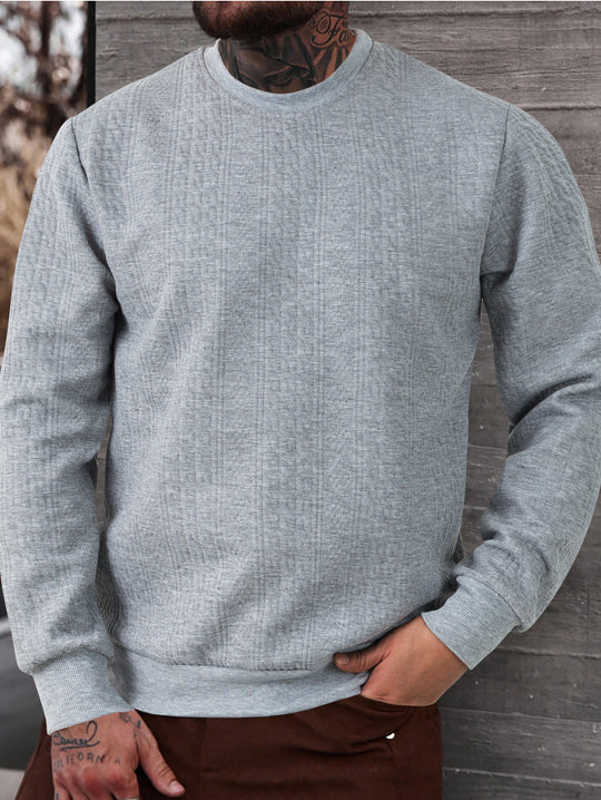 Herren texturiertes Rundhals-Sweatshirt mit feiner Waffelstruktur und gerippten Bündchen Shop Nory