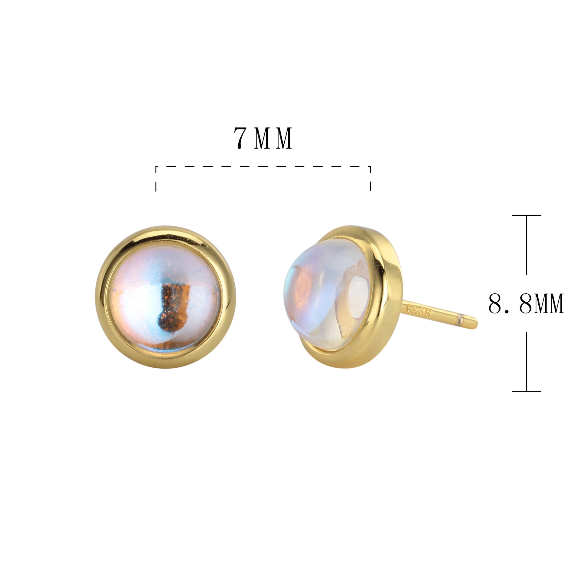 Damen Ohrstecker mit schimmerndem Opal-Effekt und hochwertiger 925 Sterling Silberfassung Shop Nory