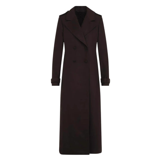 Damen Langer Doppelreihiger Wollmantel mit Schulterpatten Shop Nory