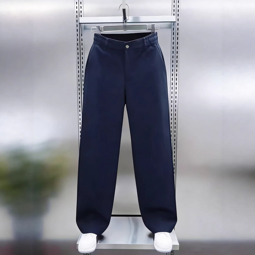 Herren Weite High‑Waist Chinohose mit elastischem Rückbund geradem Bein & Seitentaschen Shop Nory