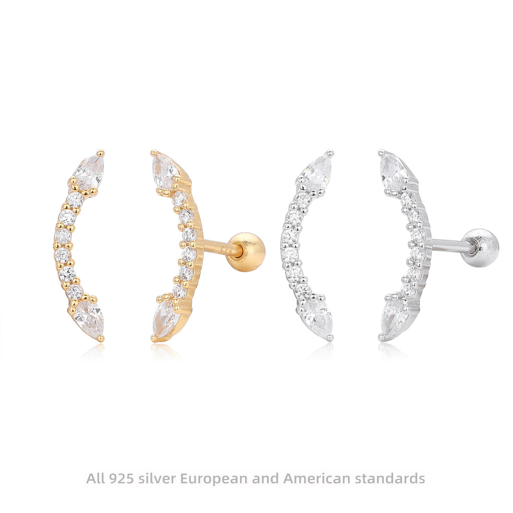Damen Ohrstecker mit funkelnden Zirkonstein-Elementen aus 925 Sterling Silber Shop Nory