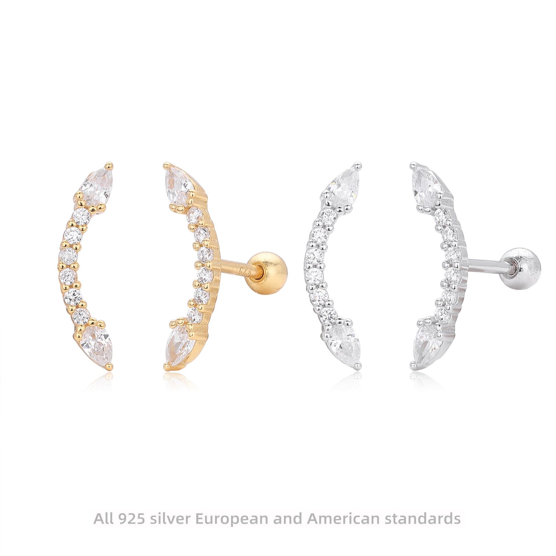 Damen Ohrstecker mit funkelnden Zirkonstein-Elementen aus 925 Sterling Silber Shop Nory