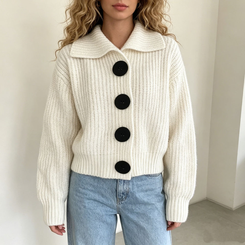 Damen Grobstrick-Cardigan mit breitem Umlegekragen Shop Nory
