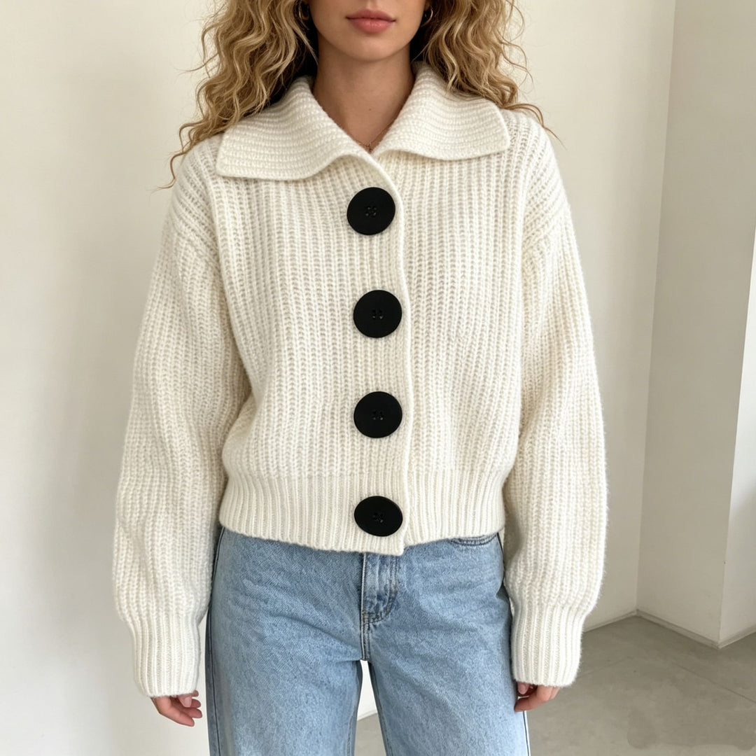 Damen Grobstrick-Cardigan mit breitem Umlegekragen Shop Nory