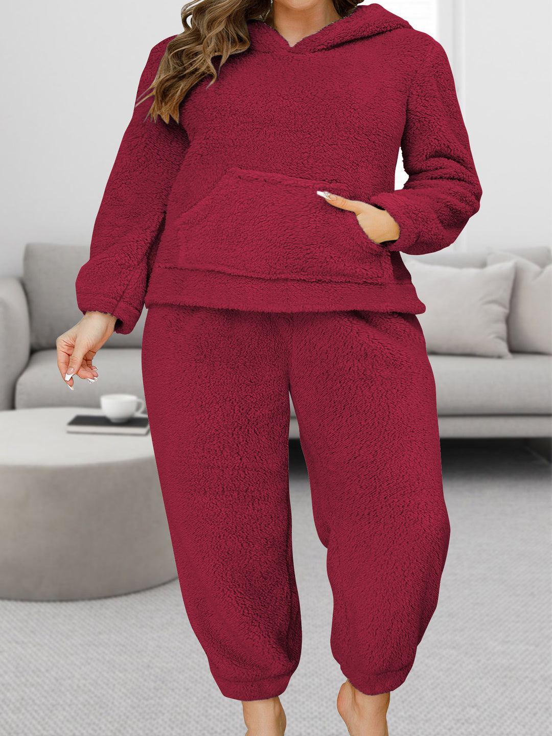 Damen Kuscheliges Teddy-Fleece Lounge-Set mit Kapuzenpullover und Jogginghose Shopy Nory