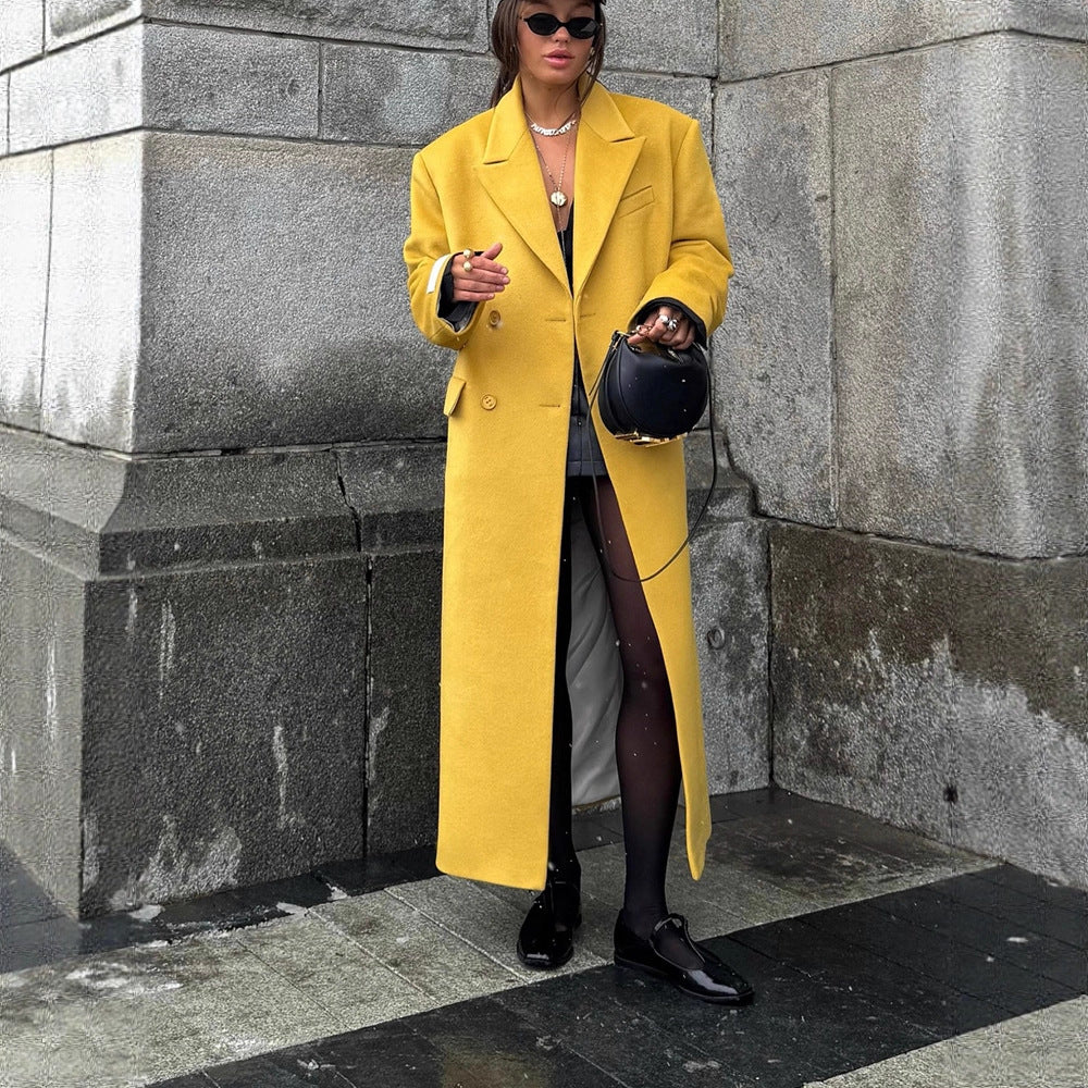 Damen Oversized Wollmantel mit Reverskragen und Pattentaschen Shop Nory