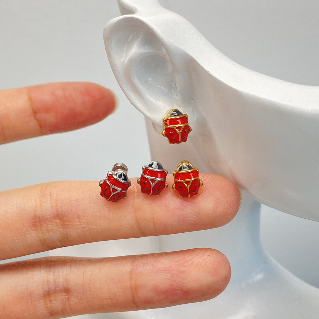 Damen Edelstahl Ohrstecker im niedlichen Marienkäferdesign Shop Nory