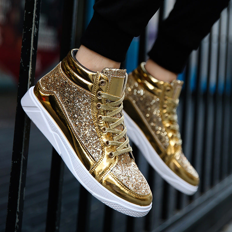 Damen Hochglänzende Sneaker mit glitzerndem Obermaterial und rutschfester Sohle