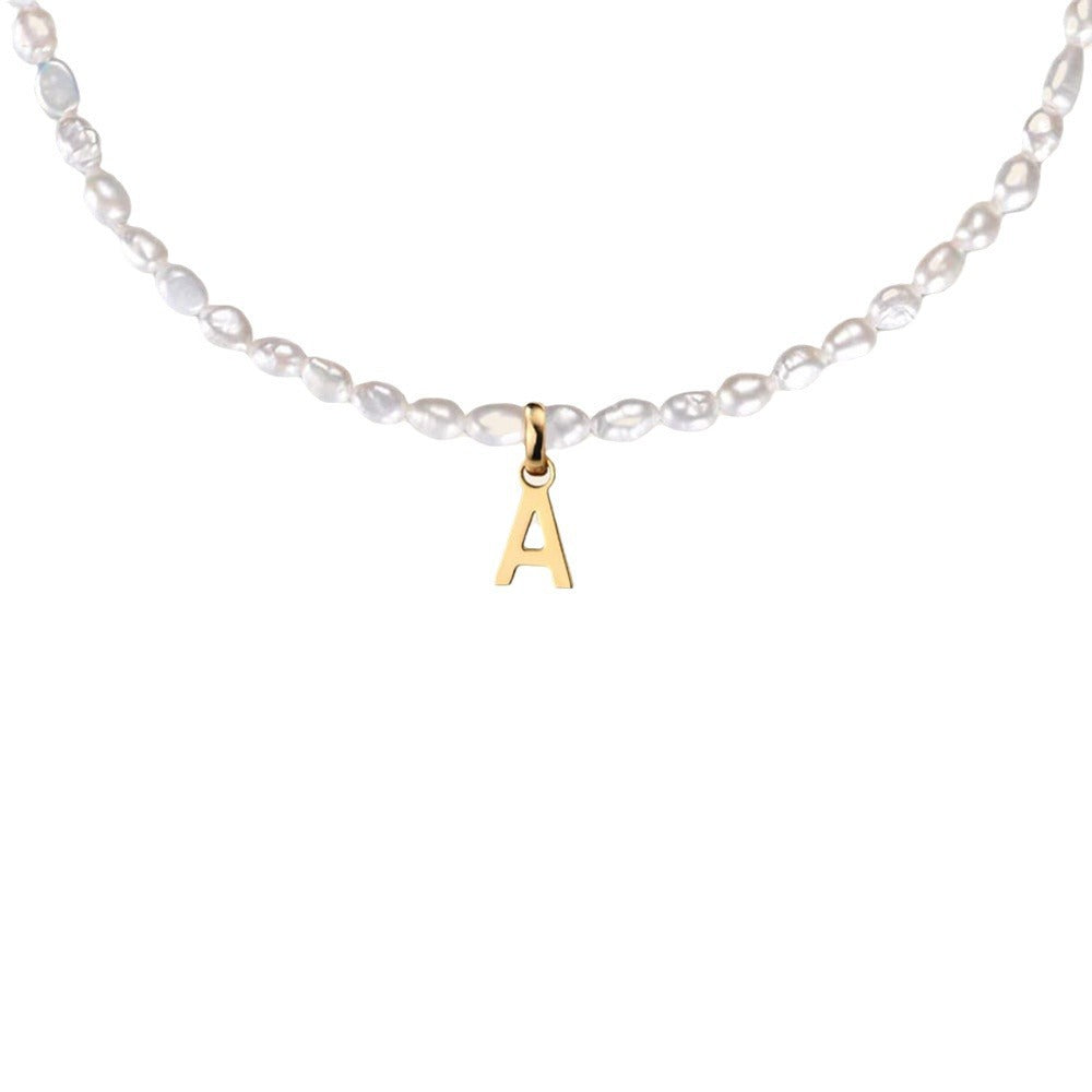 Damen Halskette mit zartem Perlenmuster und personalisiertem Anhänger Shop Nory