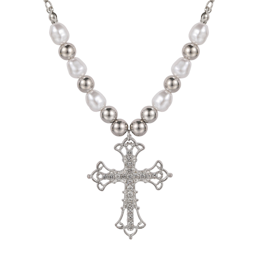 Damen Halskette mit filigranem Kreuzanhänger und hochwertiger Kette Shop Nory