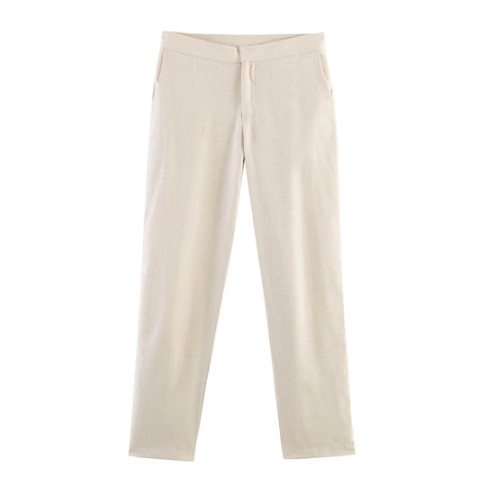 Damen Gerade geschnittene Stretch-Chino mit flachem Bund und Seitentaschen Shop Nory