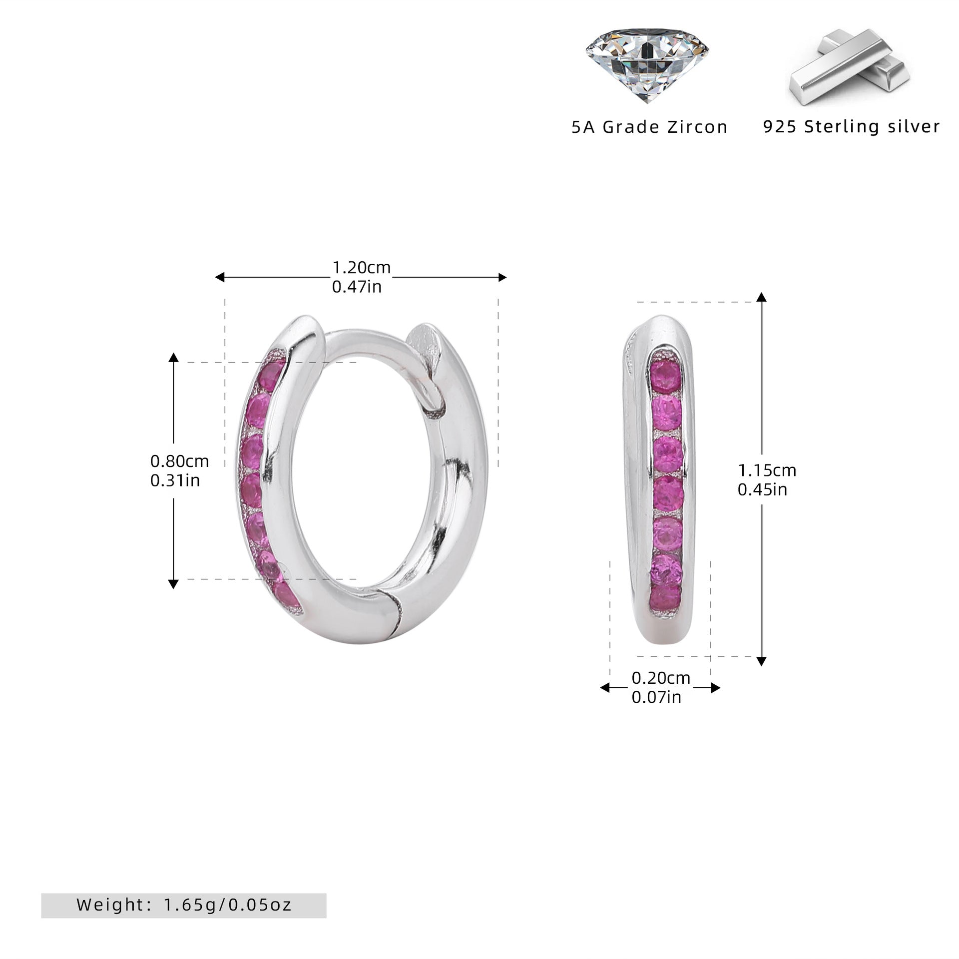 Damen Creolenohrringe mit funkelndem Zirkonbesatz aus hochwertigem 925 Sterling Silber Shop Nory