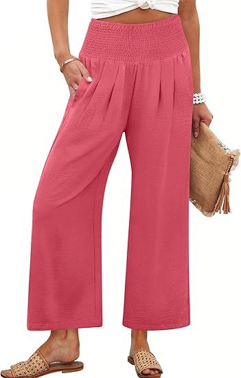 Damen Weite Culotte-Hose mit elastischem Bund und Falten